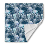 Watercolor Jellyfish Pattern Print Silk Bandana
