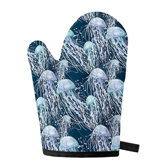 Watercolor Jellyfish Pattern Print Single Oven Mitt