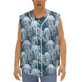 Watercolor Jellyfish Pattern Print Sleeveless Baseball Jersey