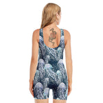 Watercolor Jellyfish Pattern Print Sleeveless One Piece Swimsuit