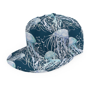 Watercolor Jellyfish Pattern Print Snapback Cap