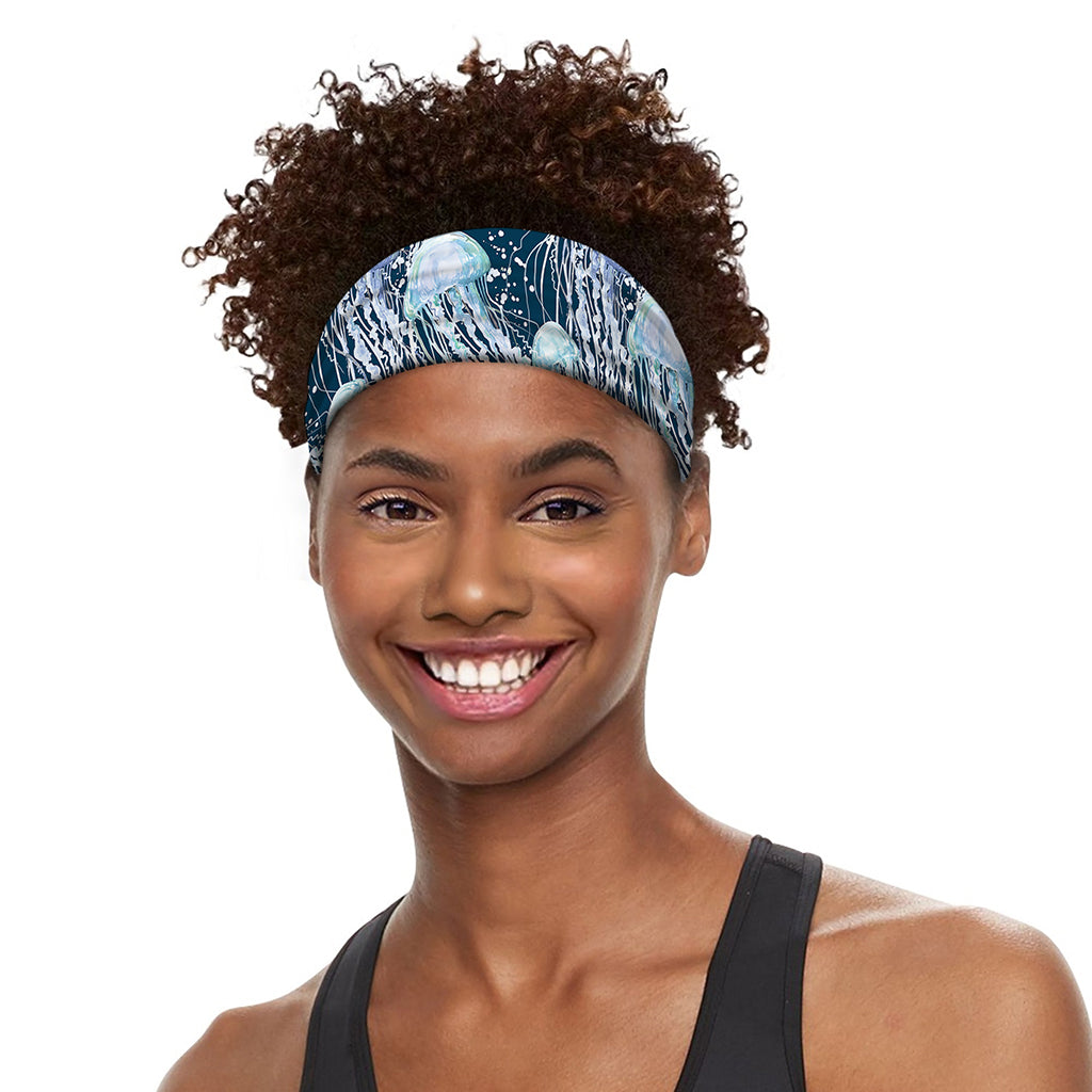 Watercolor Jellyfish Pattern Print Sports Headband