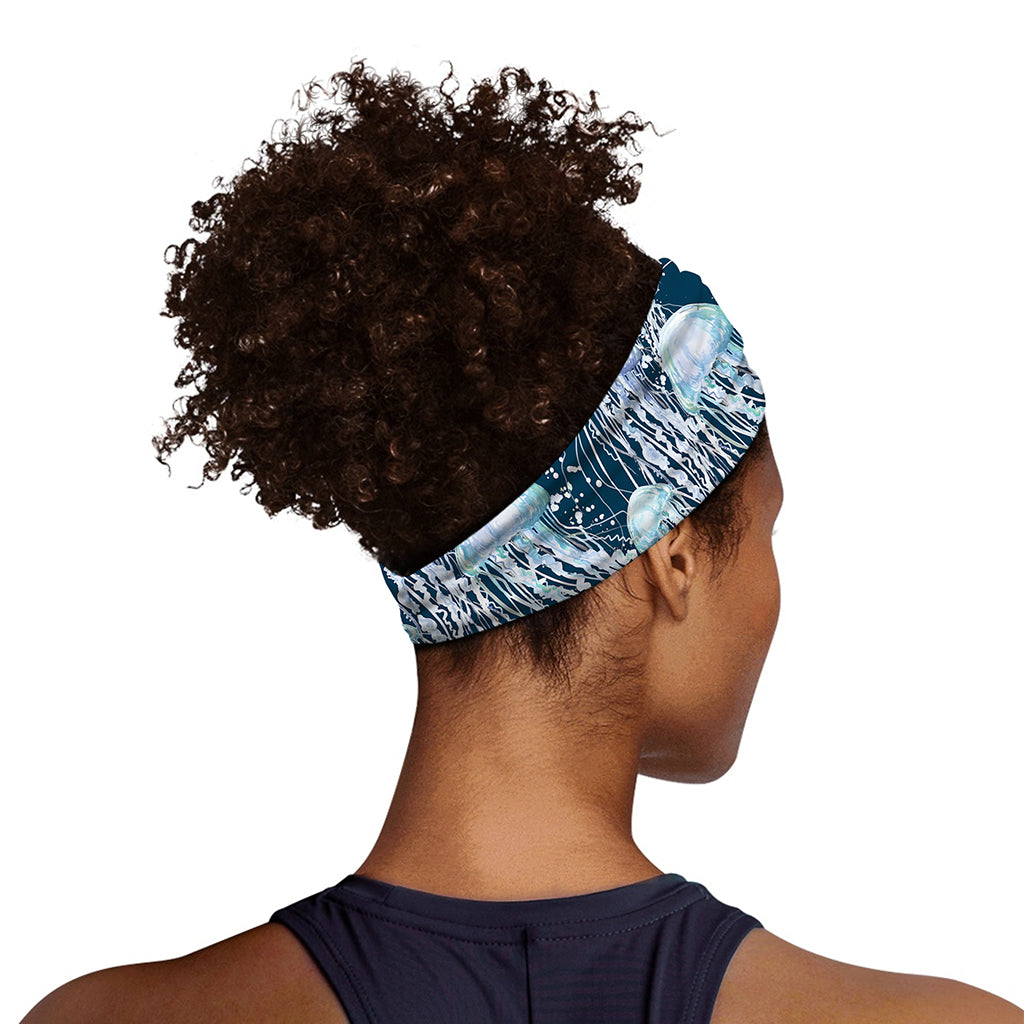 Watercolor Jellyfish Pattern Print Sports Headband