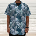 Watercolor Jellyfish Pattern Print Textured Short Sleeve Shirt