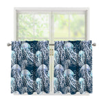Watercolor Jellyfish Pattern Print Tier Curtains