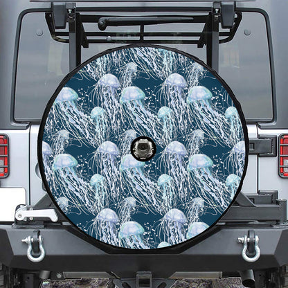 Watercolor Jellyfish Pattern Print Tire Cover With Camera Hole