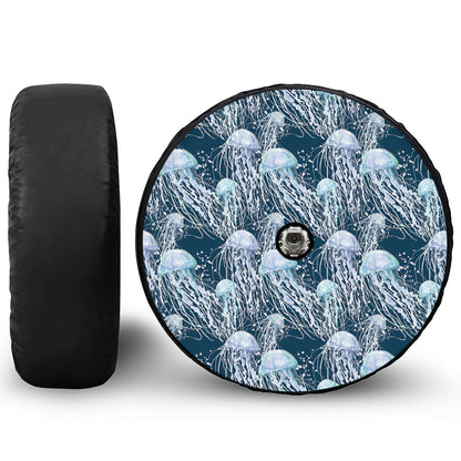 Watercolor Jellyfish Pattern Print Tire Cover With Camera Hole