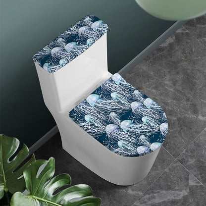 Watercolor Jellyfish Pattern Print Toilet Lid And Tank Cover Set