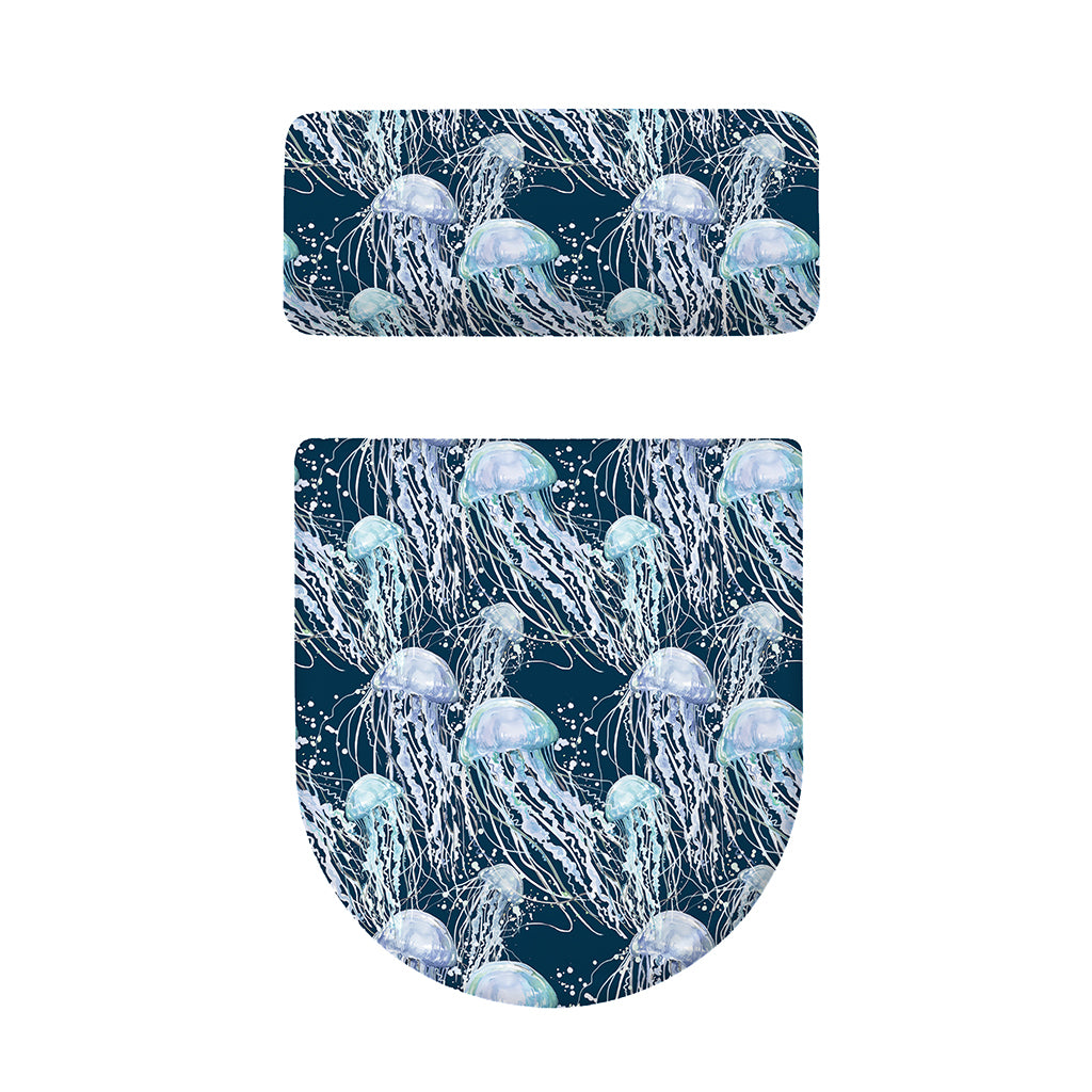 Watercolor Jellyfish Pattern Print Toilet Lid And Tank Cover Set