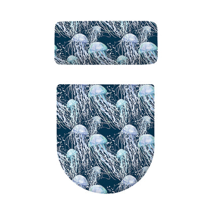 Watercolor Jellyfish Pattern Print Toilet Lid And Tank Cover Set