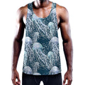 Watercolor Jellyfish Pattern Print Men's Workout Tank Top