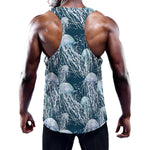 Watercolor Jellyfish Pattern Print Training Tank Top
