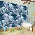 Watercolor Jellyfish Pattern Print Wall Sticker