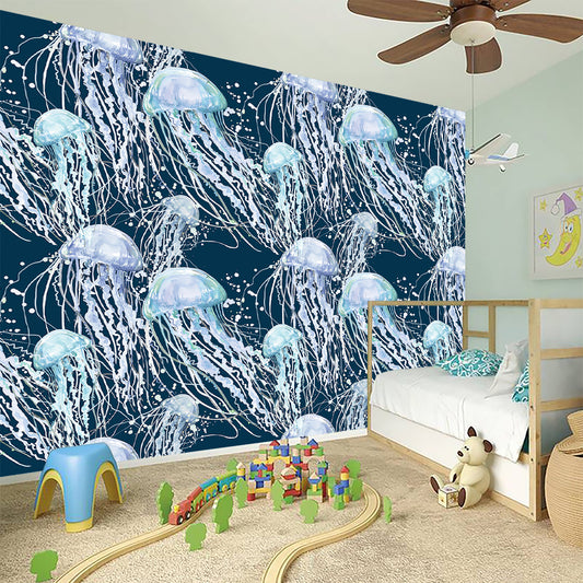 Watercolor Jellyfish Pattern Print Wall Sticker
