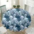 Watercolor Jellyfish Pattern Print Waterproof Round Tablecloth