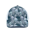 Watercolor Jellyfish Pattern Print White Mesh Trucker Hat