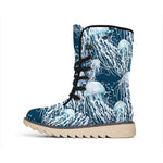 Watercolor Jellyfish Pattern Print Winter Boots