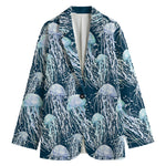 Watercolor Jellyfish Pattern Print Women's Blazer