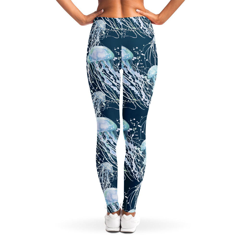 Watercolor Jellyfish Pattern Print Women's Leggings