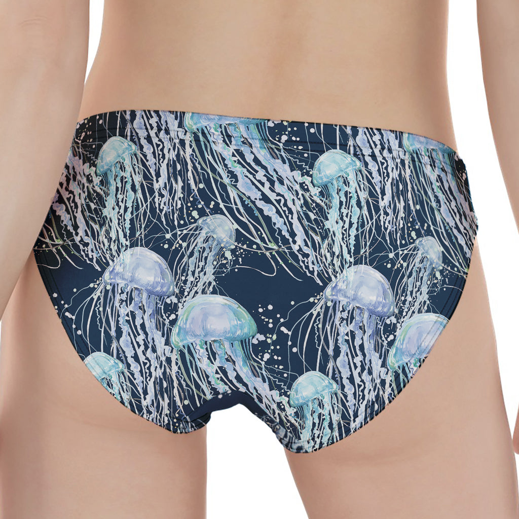 Watercolor Jellyfish Pattern Print Women's Panties