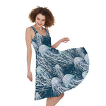 Watercolor Jellyfish Pattern Print Women's Sleeveless Dress