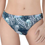 Watercolor Jellyfish Pattern Print Women's Thong