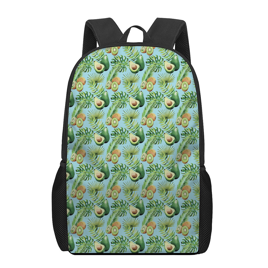 Watercolor Kiwi And Avocado Print 17 Inch Backpack