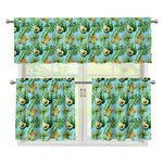Watercolor Kiwi And Avocado Print 3 Piece Kitchen Curtains