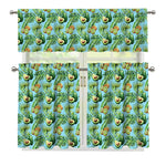 Watercolor Kiwi And Avocado Print 3 Piece Kitchen Curtains