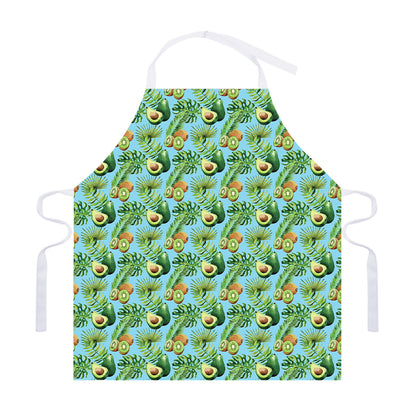 Watercolor Kiwi And Avocado Print Adjustable Apron