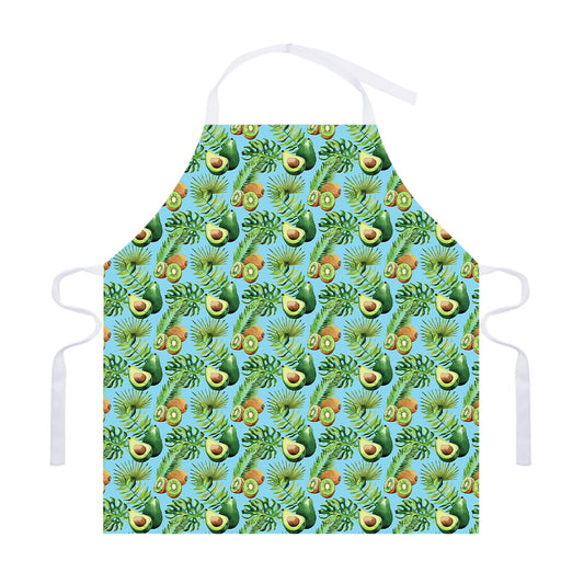 Watercolor Kiwi And Avocado Print Adjustable Apron