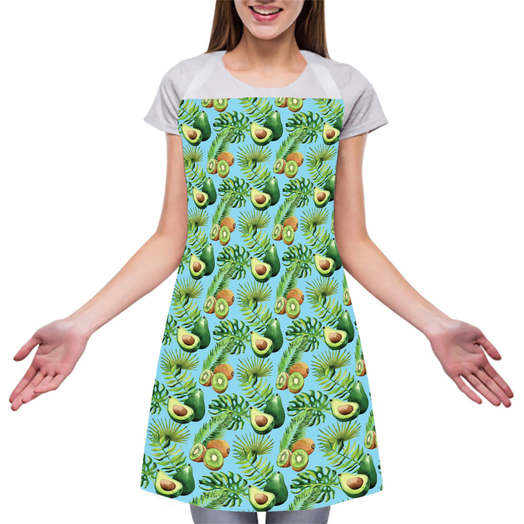Watercolor Kiwi And Avocado Print Adjustable Apron