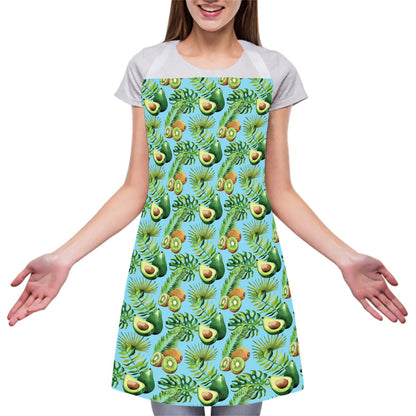 Watercolor Kiwi And Avocado Print Adjustable Apron