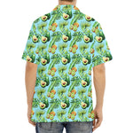 Watercolor Kiwi And Avocado Print Aloha Shirt