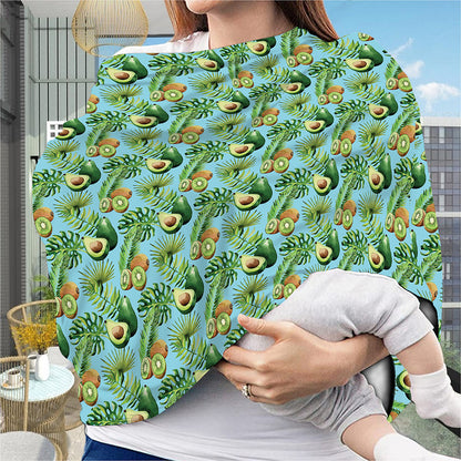 Watercolor Kiwi And Avocado Print Baby Seat Cover