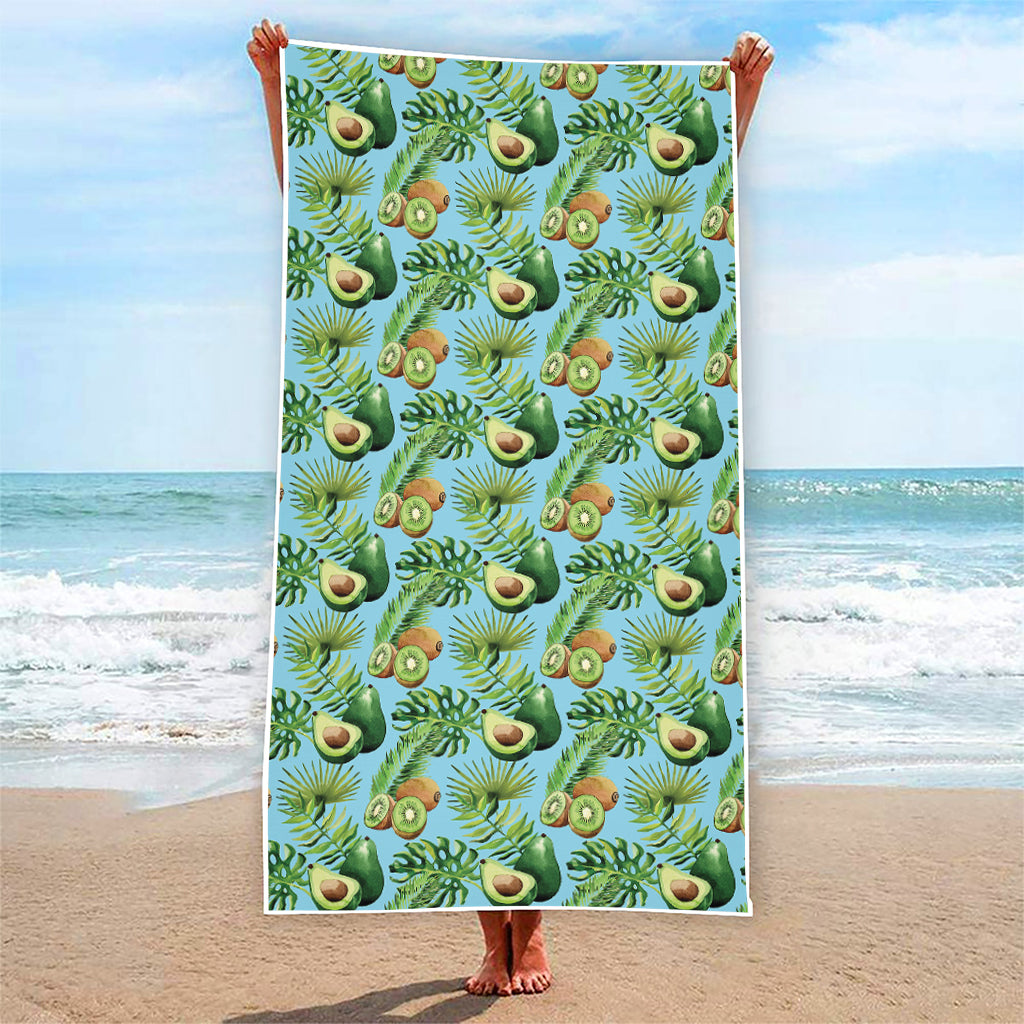 Watercolor Kiwi And Avocado Print Beach Towel