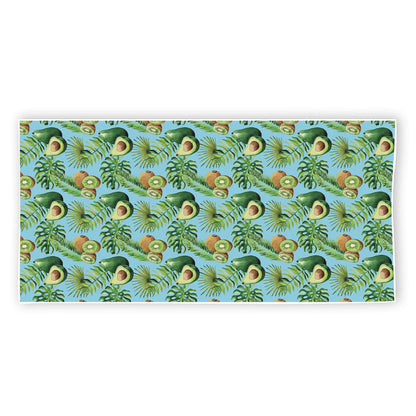 Watercolor Kiwi And Avocado Print Beach Towel