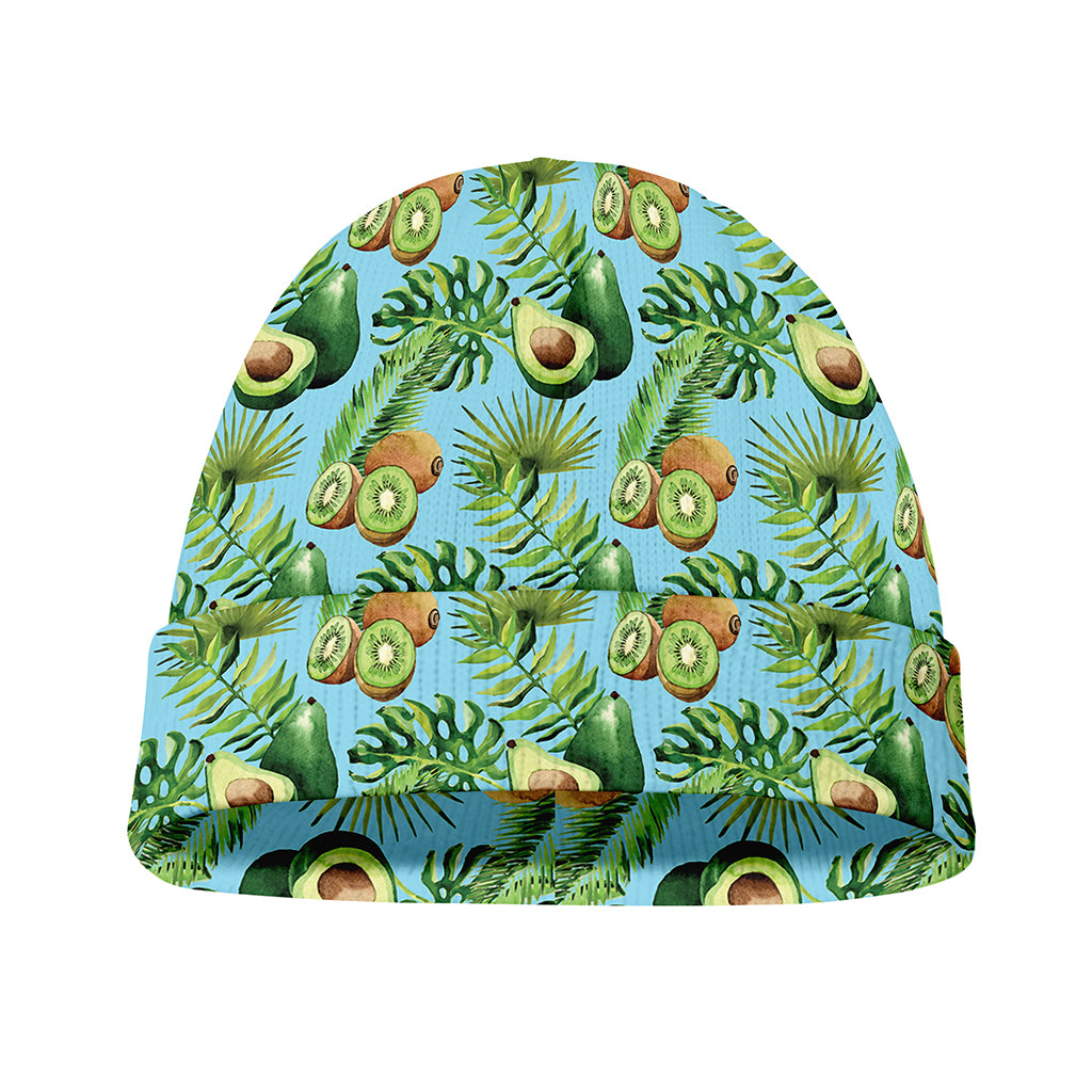 Watercolor Kiwi And Avocado Print Beanie
