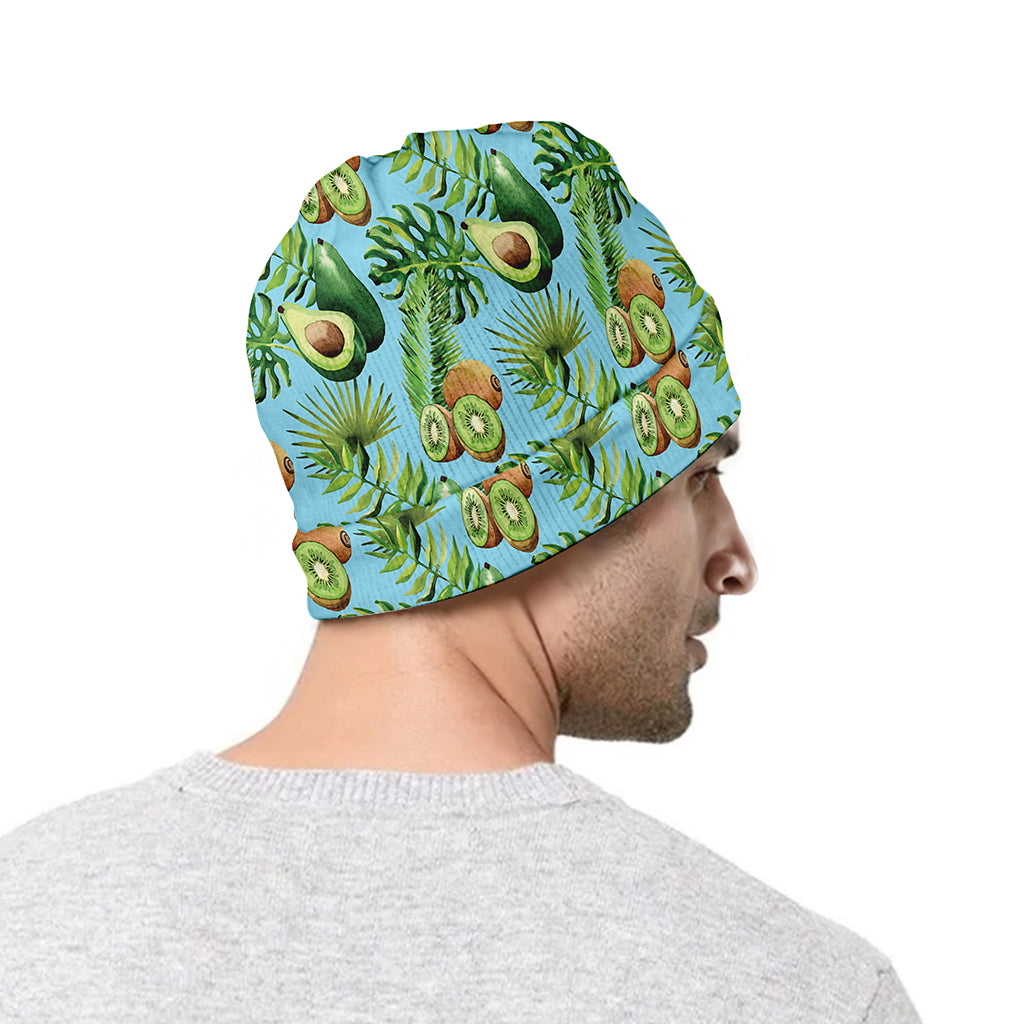 Watercolor Kiwi And Avocado Print Beanie