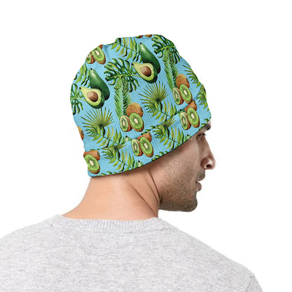 Watercolor Kiwi And Avocado Print Beanie