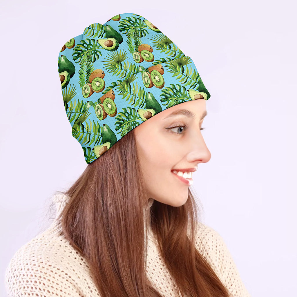 Watercolor Kiwi And Avocado Print Beanie