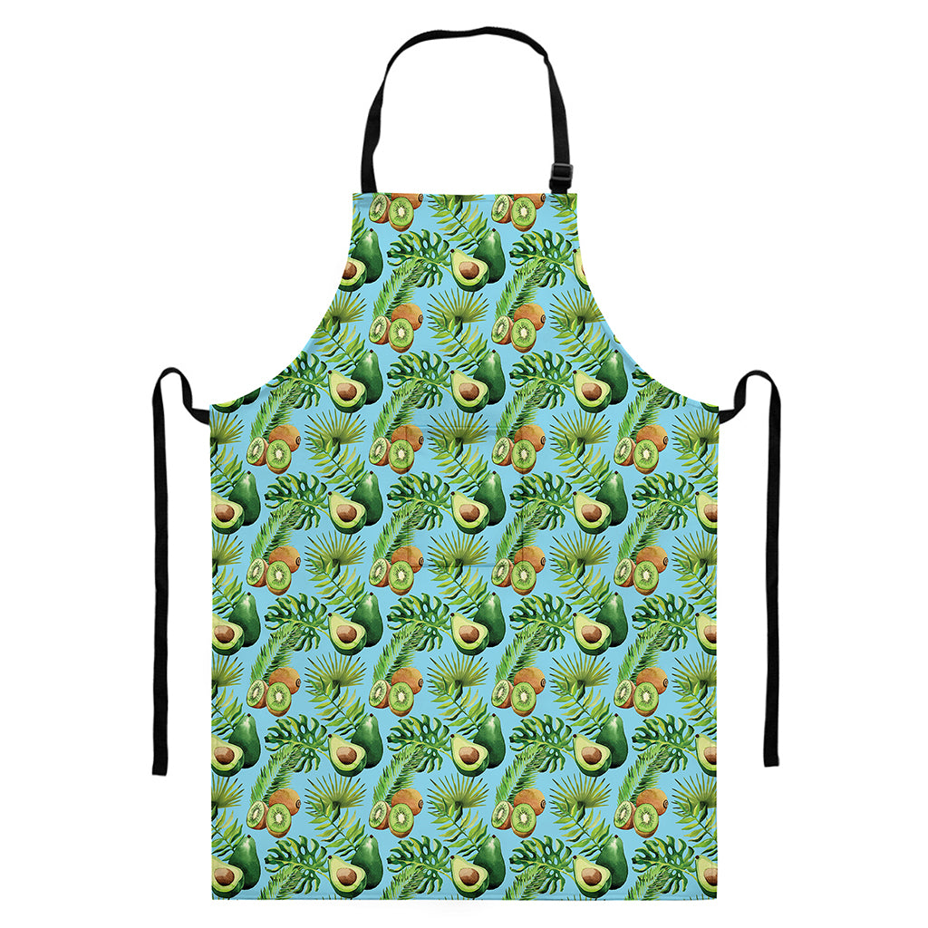 Watercolor Kiwi And Avocado Print Bib Apron With Pocket