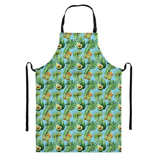 Watercolor Kiwi And Avocado Print Bib Apron With Pocket
