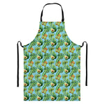 Watercolor Kiwi And Avocado Print Bib Apron With Pocket