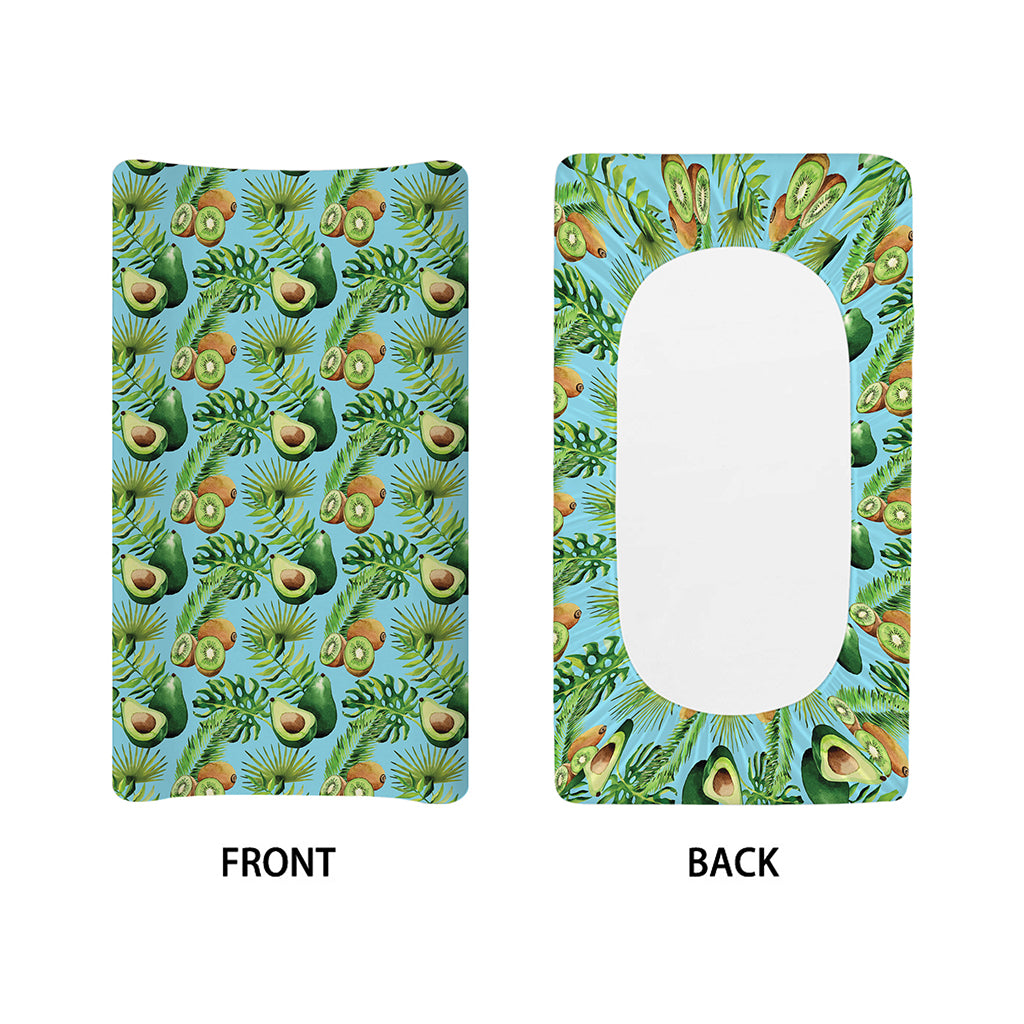Watercolor Kiwi And Avocado Print Changing Pad Cover