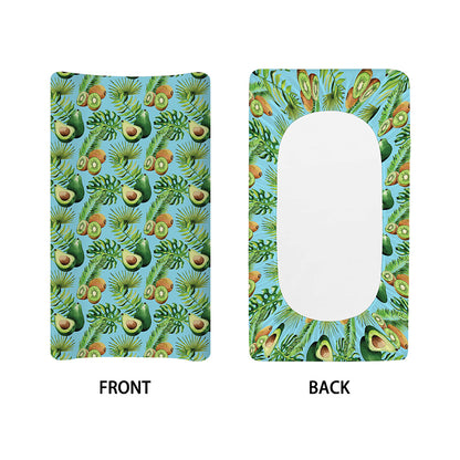 Watercolor Kiwi And Avocado Print Changing Pad Cover