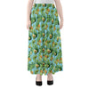 Watercolor Kiwi And Avocado Print Chiffon Maxi Skirt