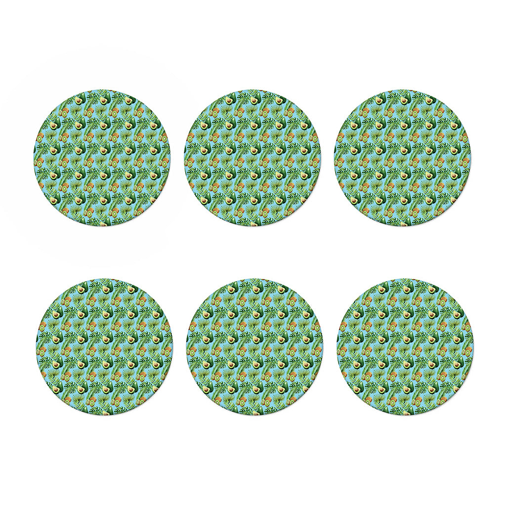 Watercolor Kiwi And Avocado Print Coaster Set
