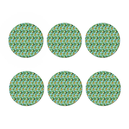 Watercolor Kiwi And Avocado Print Coaster Set