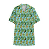 Watercolor Kiwi And Avocado Print Cotton Hawaiian Shirt